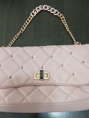 Badgley Mischka Quilted Pink Chain-Handle Shoulder Bag